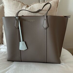 Tory Burch Taupe Leather Tote Bag